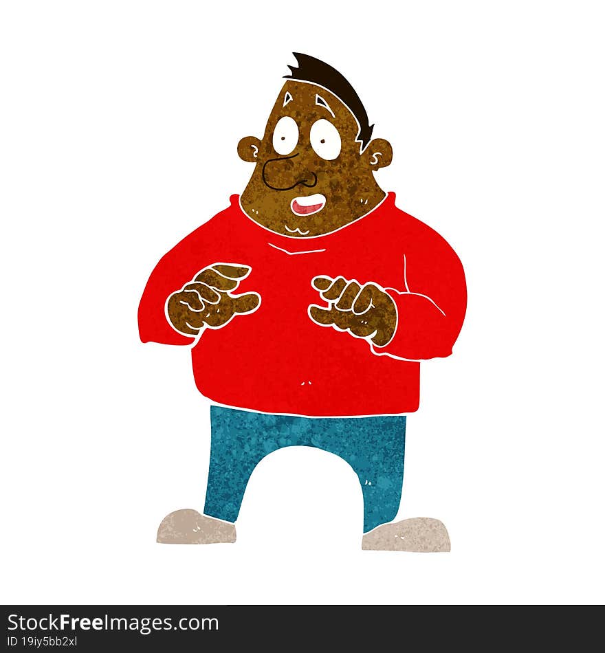 Cartoon Excited Overweight Man