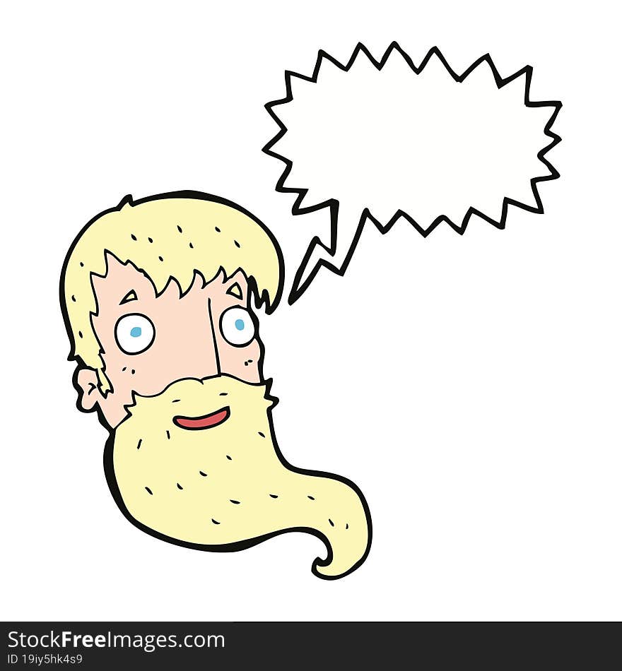 cartoon bearded man with speech bubble