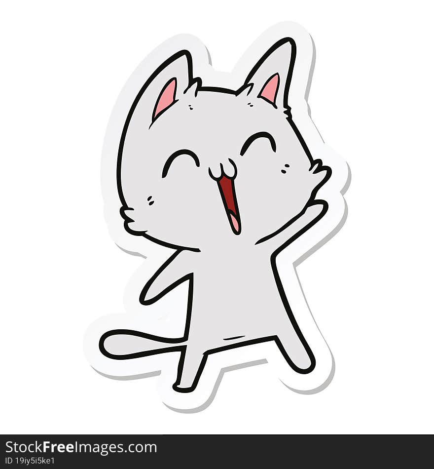 Sticker Of A Happy Cartoon Cat