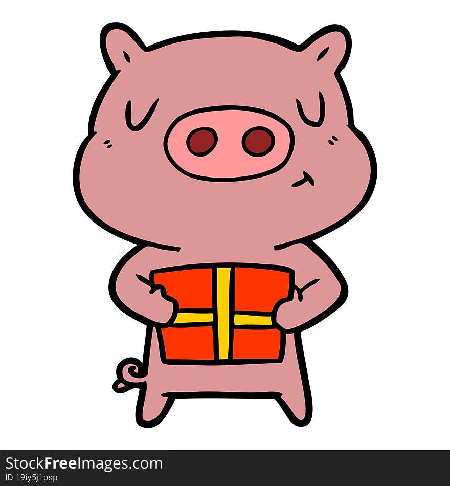 cartoon christmas pig. cartoon christmas pig