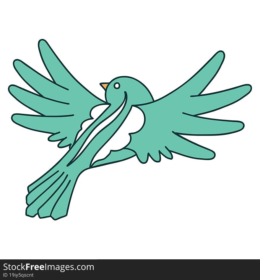 iconic tattoo style image of a flying bird. iconic tattoo style image of a flying bird