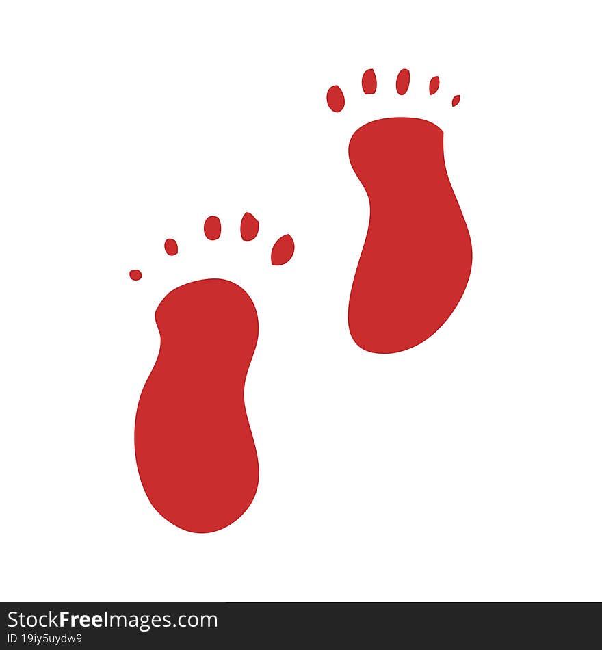 Flat Color Illustration Cartoon Foot Prints