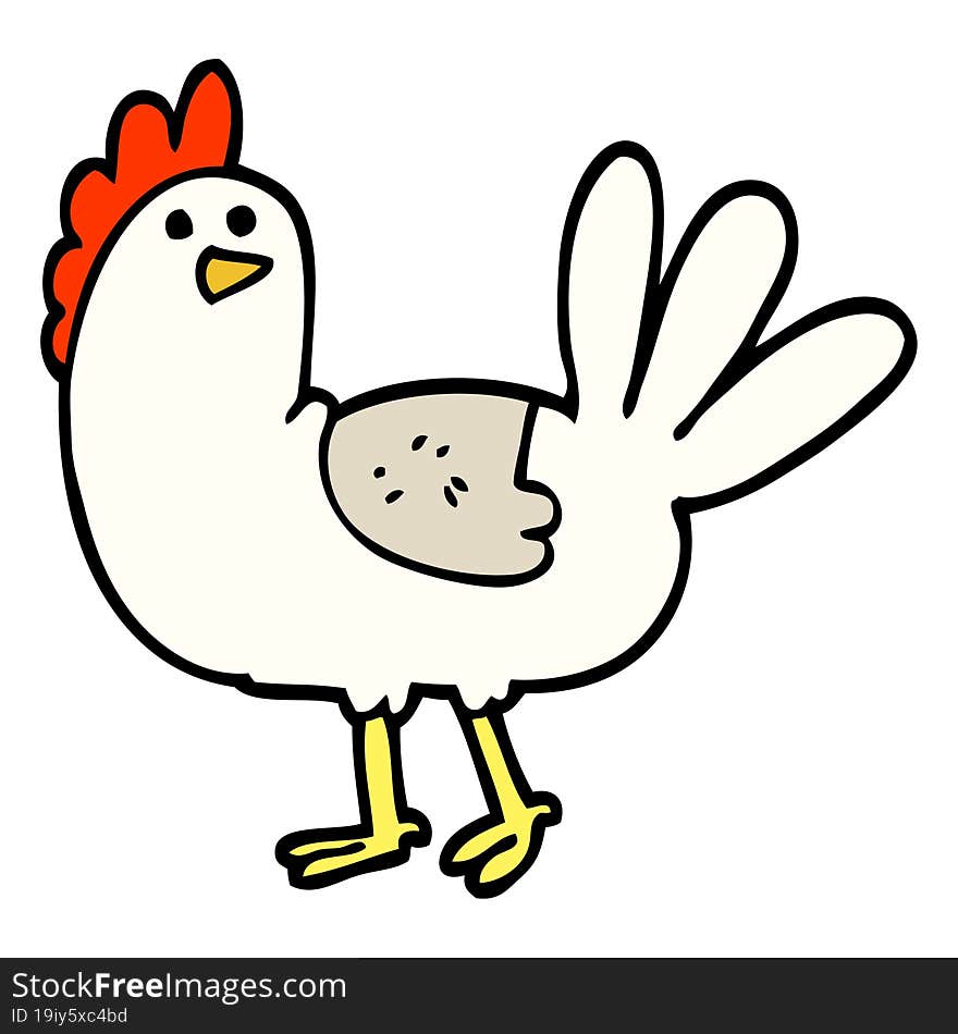 hand drawn doodle style cartoon chicken