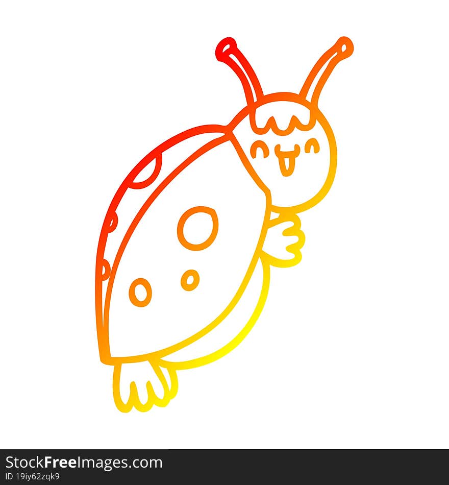 warm gradient line drawing cute cartoon ladybug