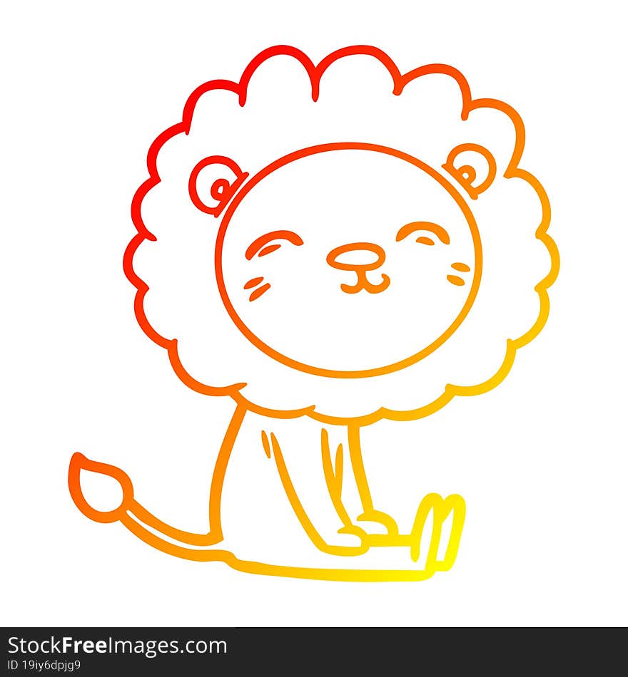 warm gradient line drawing of a cartoon lion