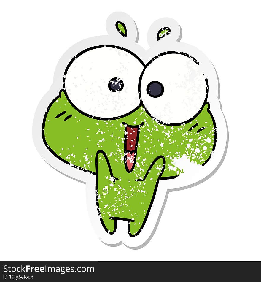 distressed sticker cartoon kawaii excited cute frog