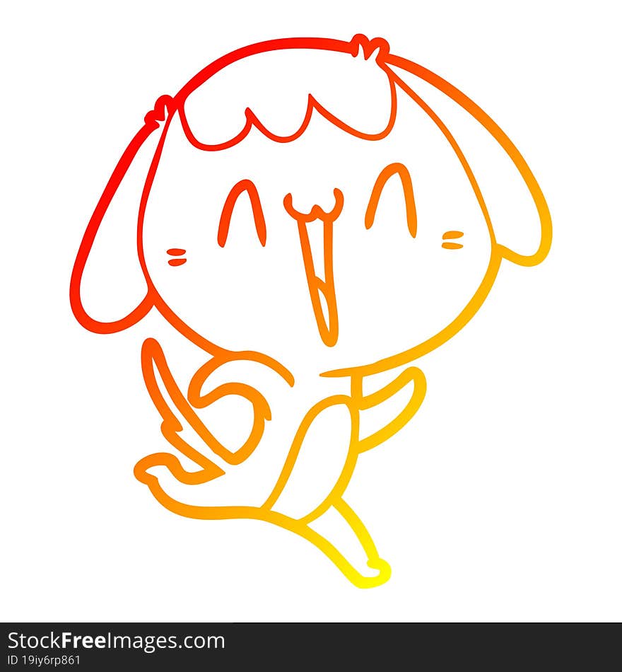 Warm Gradient Line Drawing Cute Cartoon Dog