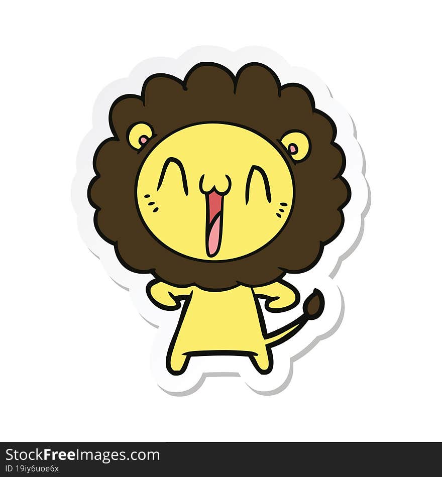 sticker of a happy cartoon lion