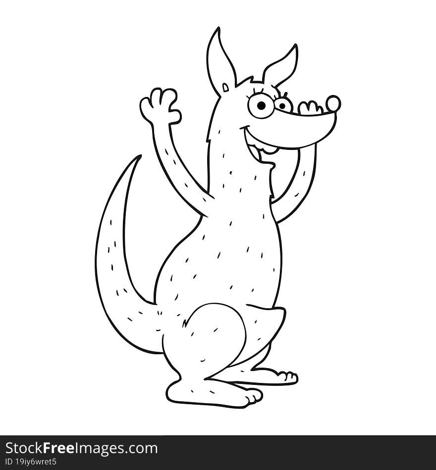 Black And White Cartoon Kangaroo