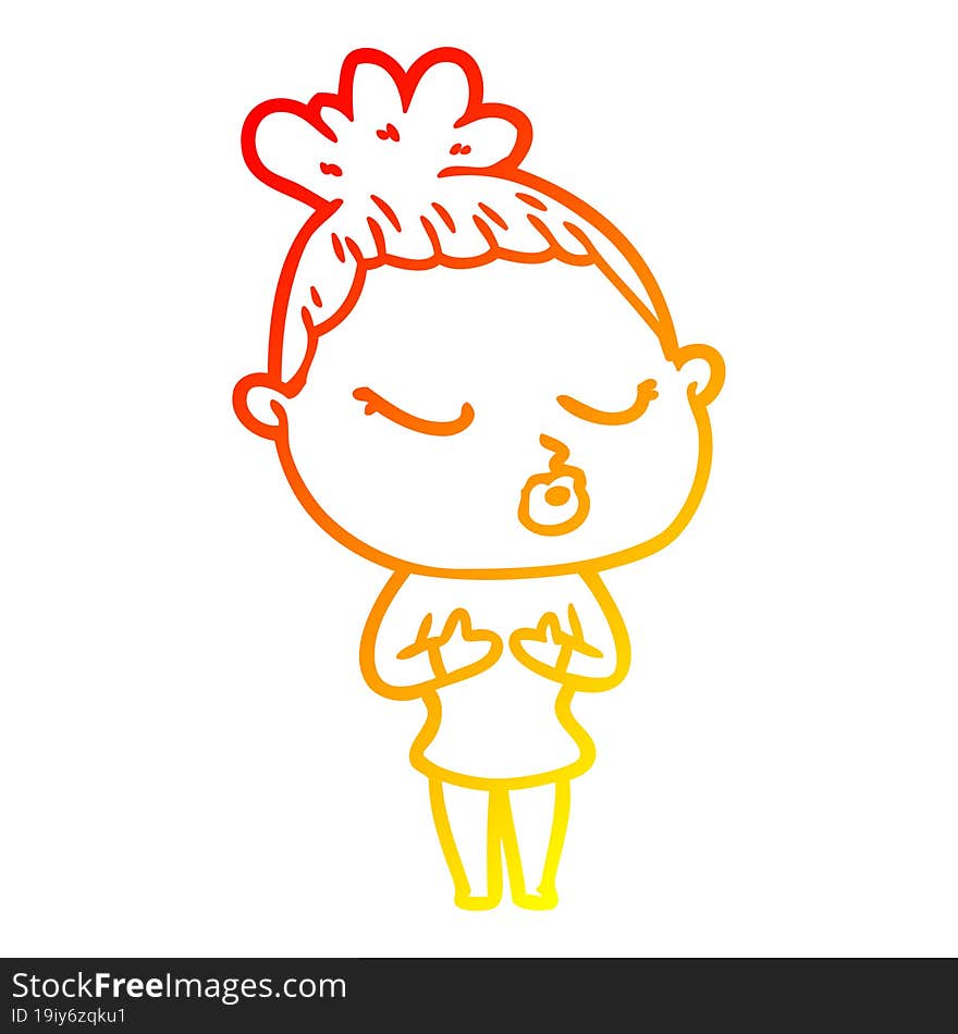 warm gradient line drawing cartoon calm woman