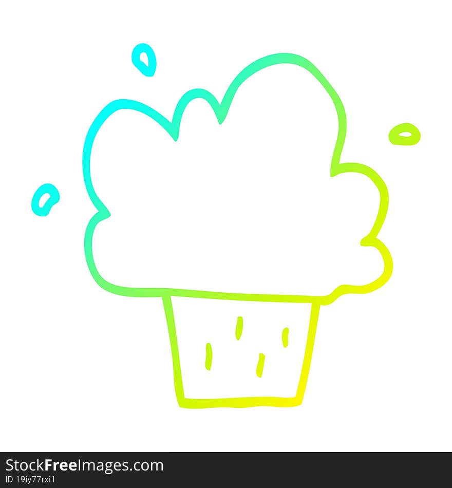 cold gradient line drawing of a cartoon cupcake