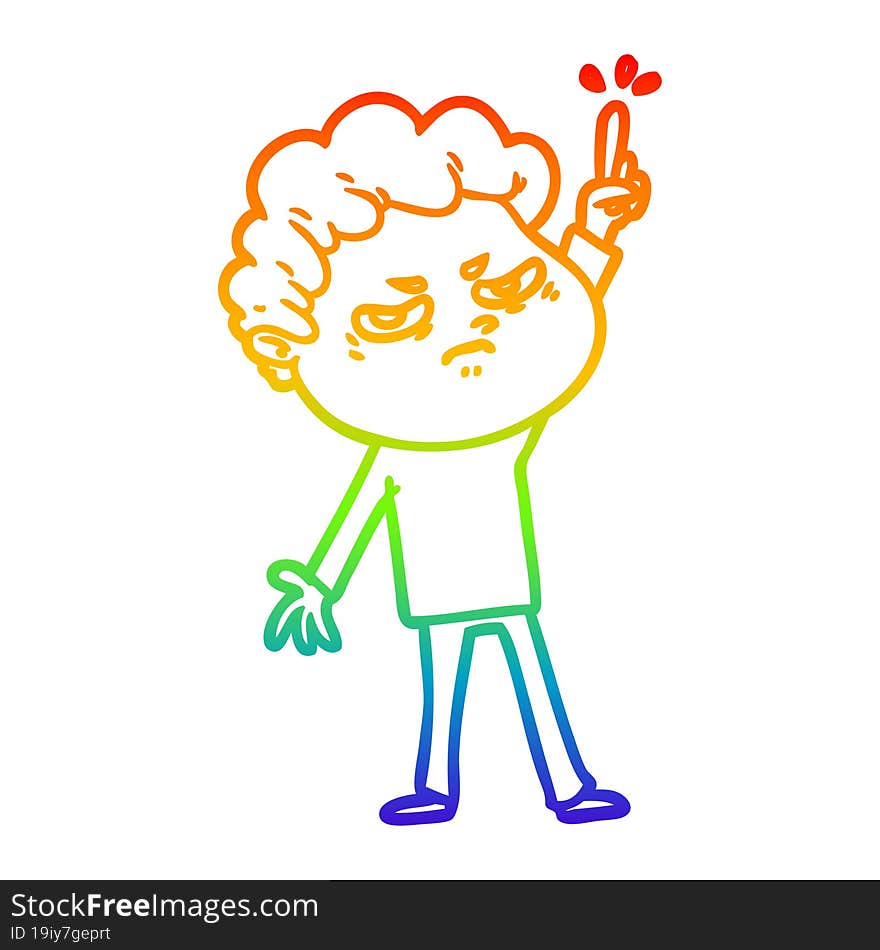 rainbow gradient line drawing cartoon angry man