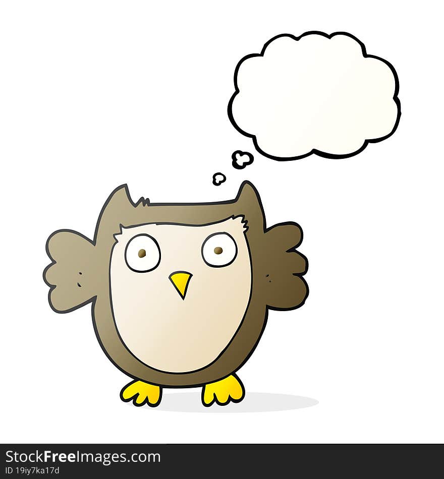 freehand drawn thought bubble cartoon owl