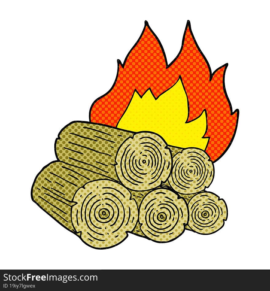 Cartoon Burning Logs