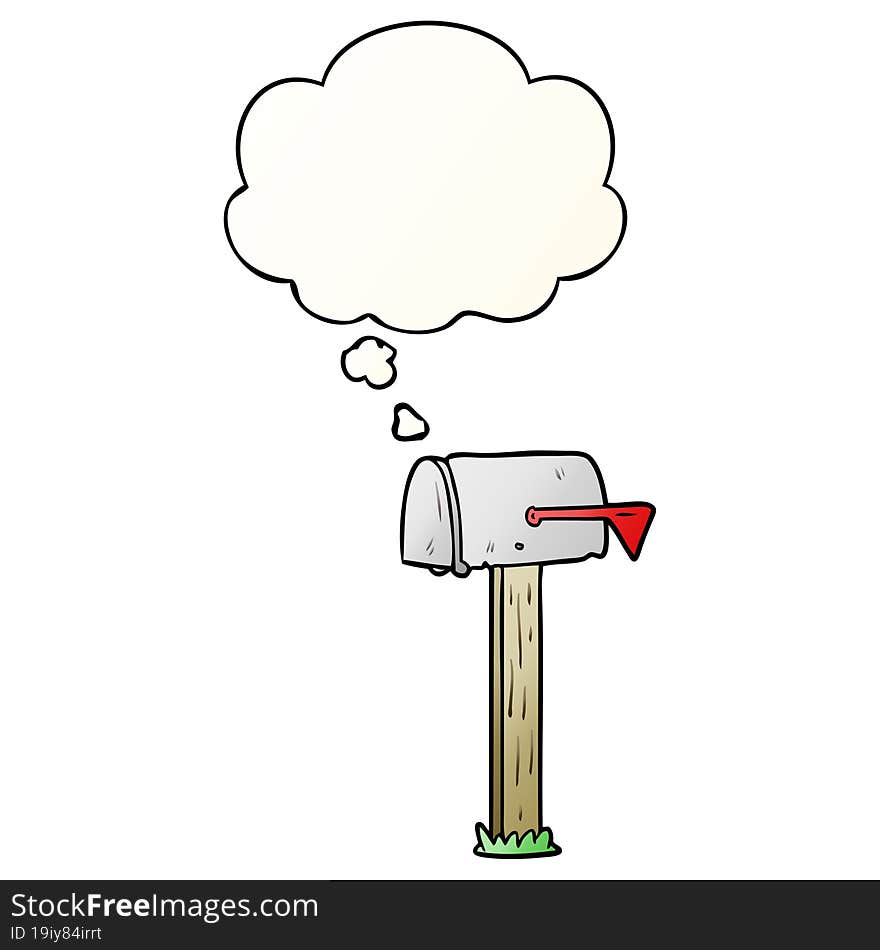 cartoon mailbox and thought bubble in smooth gradient style