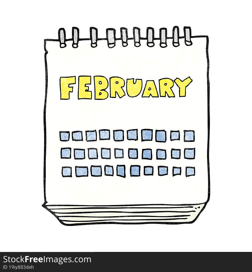 textured cartoon calendar showing month of february