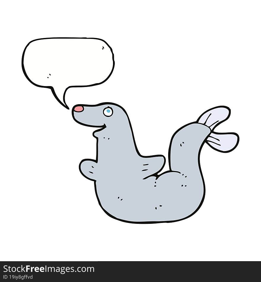 Cartoon Seal With Speech Bubble