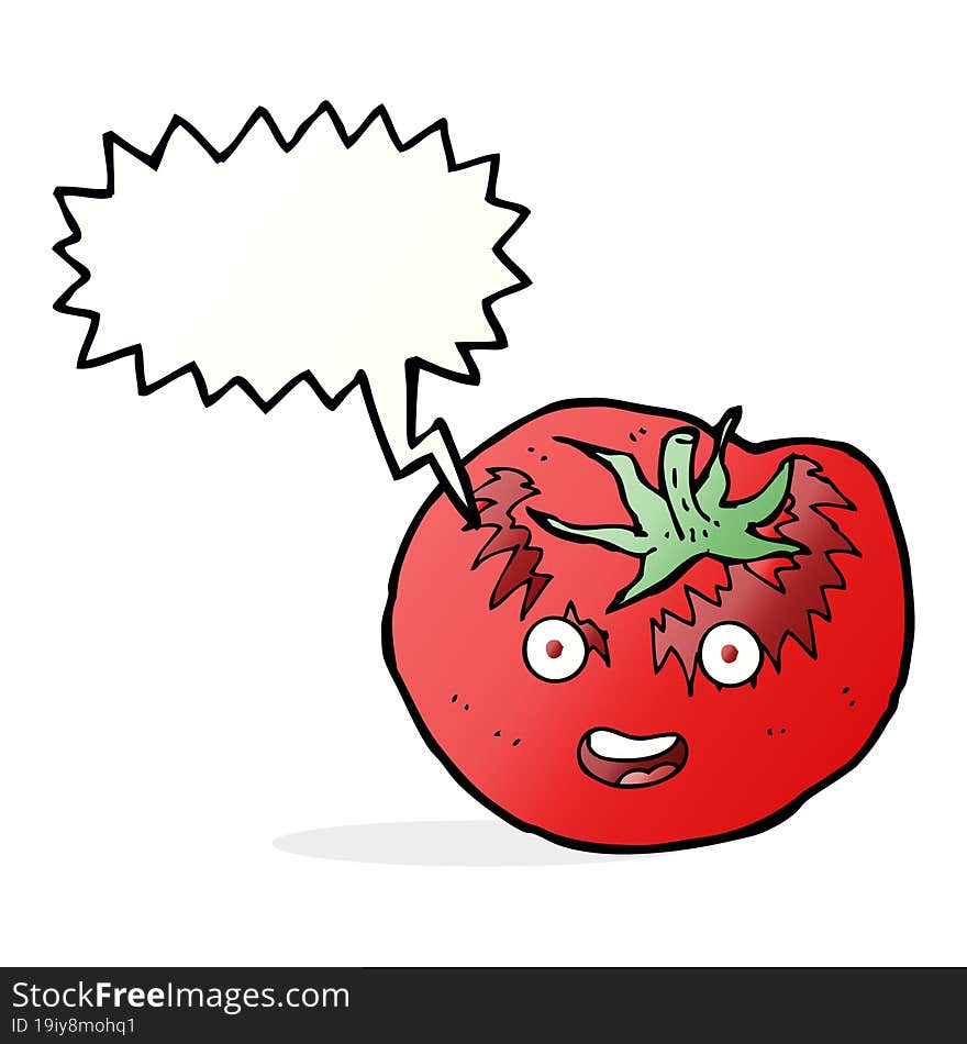 Cartoon Tomato With Speech Bubble