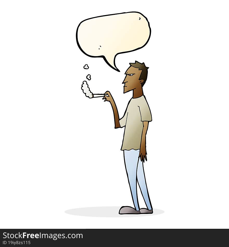 cartoon annoyed smoker with speech bubble