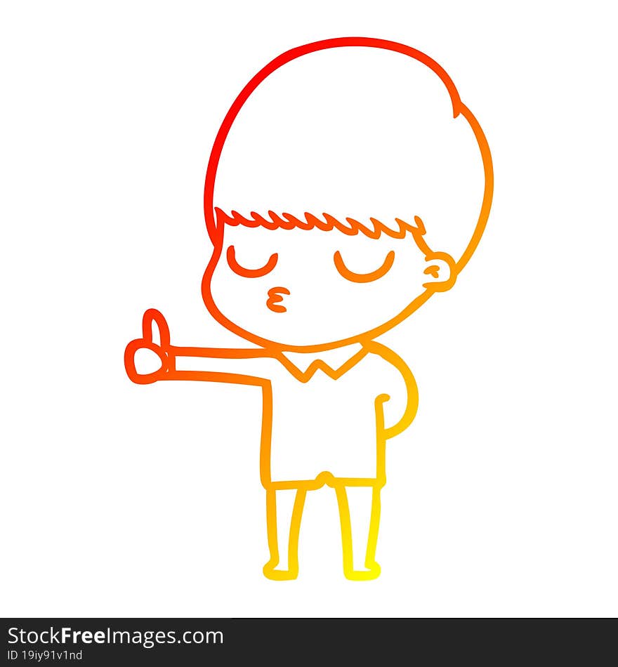 Warm Gradient Line Drawing Cartoon Calm Boy