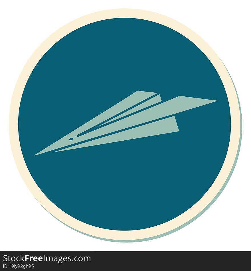 Tattoo Style Sticker Of A Paper Aeroplane