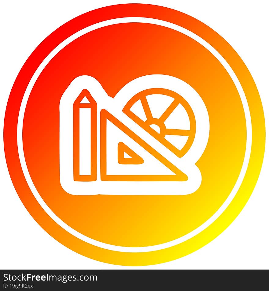 math equipment circular icon with warm gradient finish. math equipment circular icon with warm gradient finish