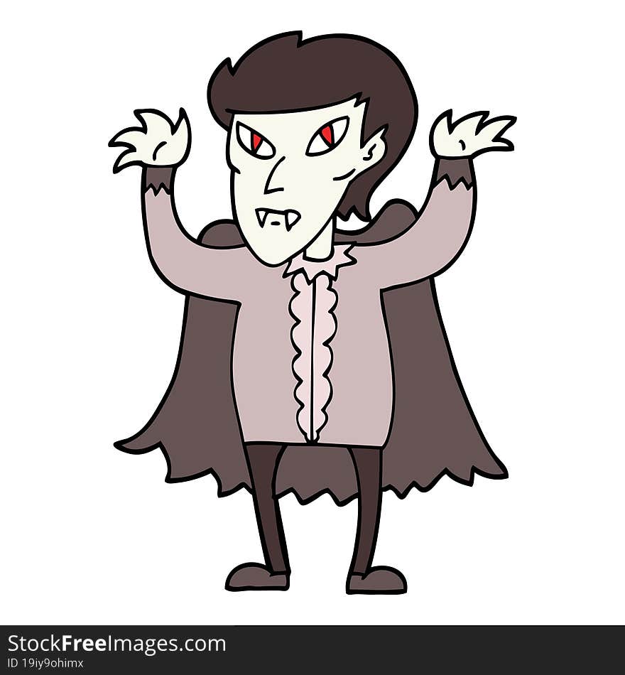 hand drawn doodle style cartoon vampire