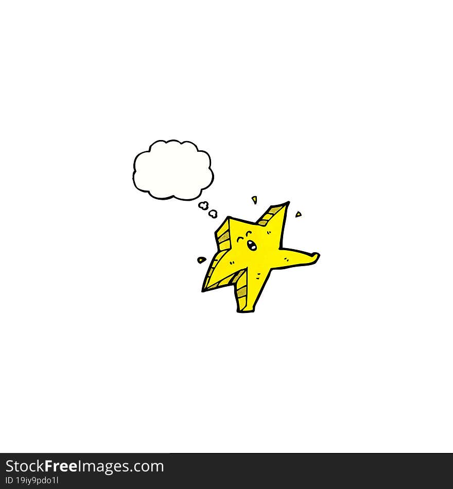 star cartoon character with thought bubble