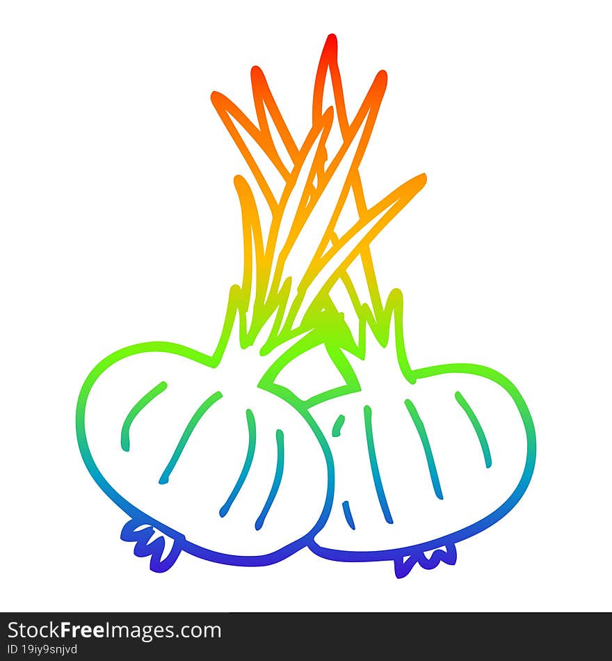 rainbow gradient line drawing of a cartoon onion