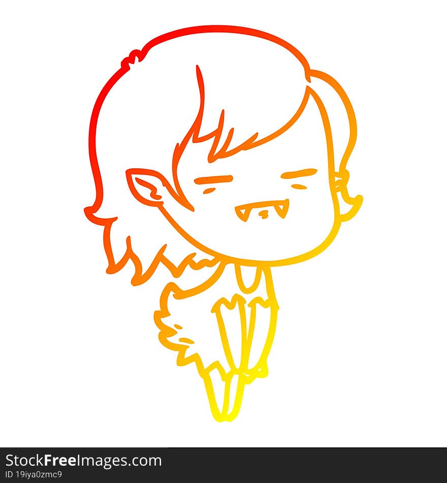 Warm Gradient Line Drawing Cartoon Undead Vampire Girl