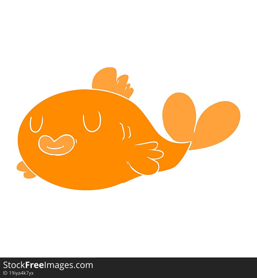 happy flat color style cartoon fish