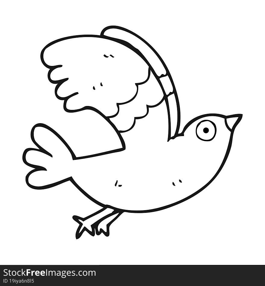 black and white cartoon bird