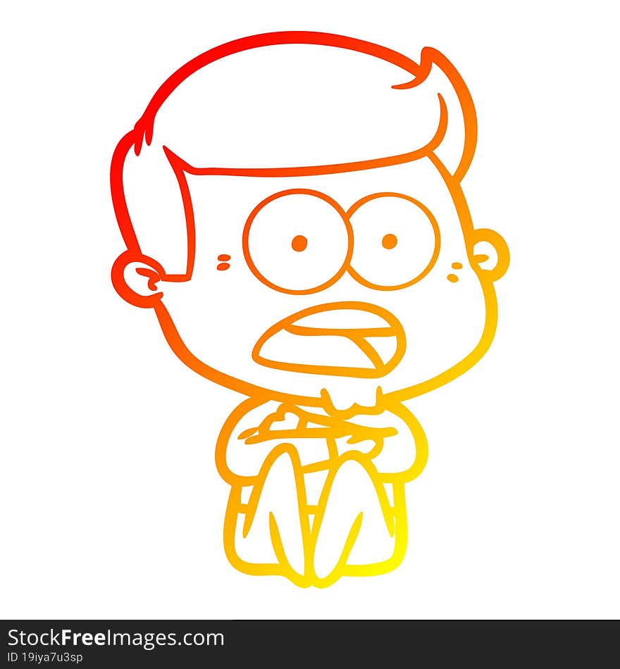 warm gradient line drawing cartoon shocked man