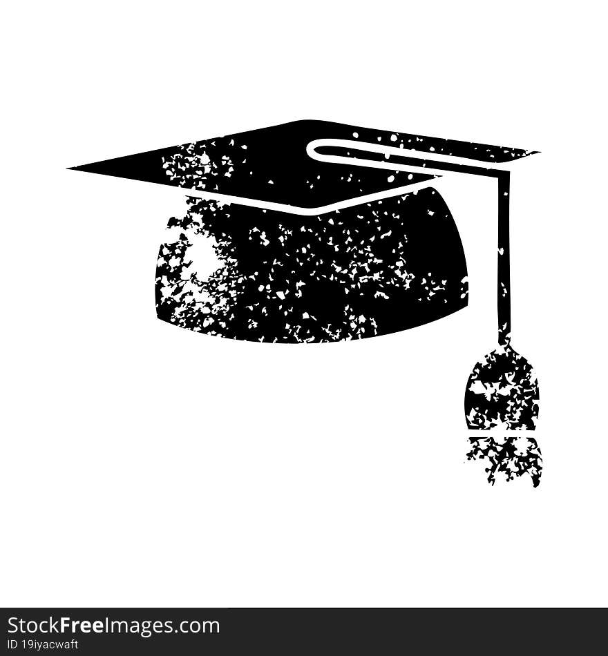 distressed symbol graduation hat