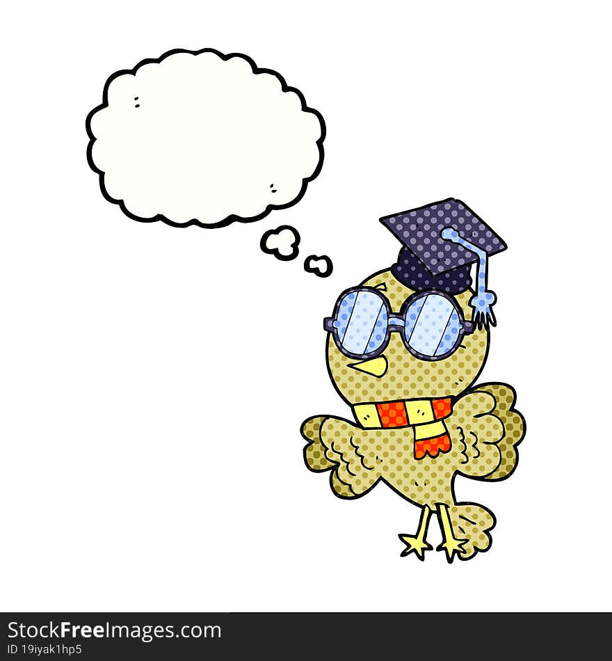 cute thought bubble cartoon well educated bird