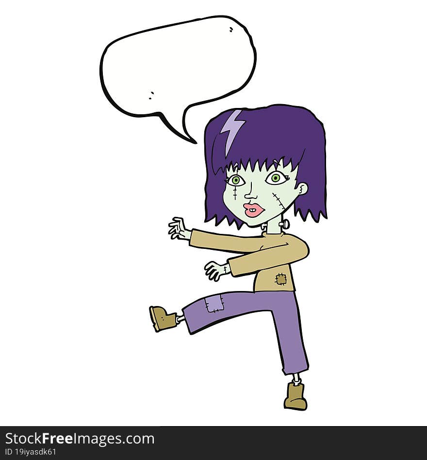 Cartoon Zombie Girl With Speech Bubble