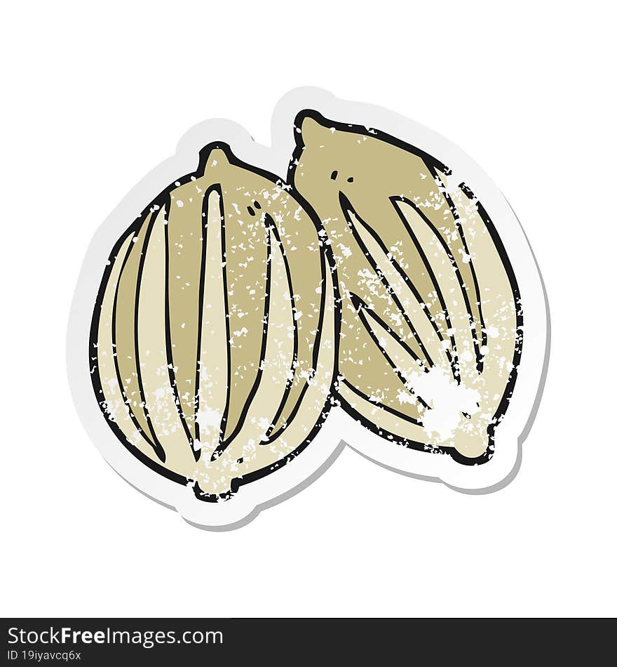 retro distressed sticker of a cartoon seeds