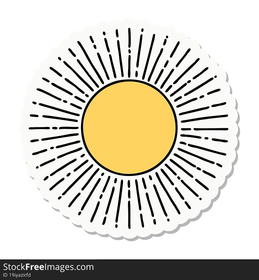 tattoo style sticker of a sun