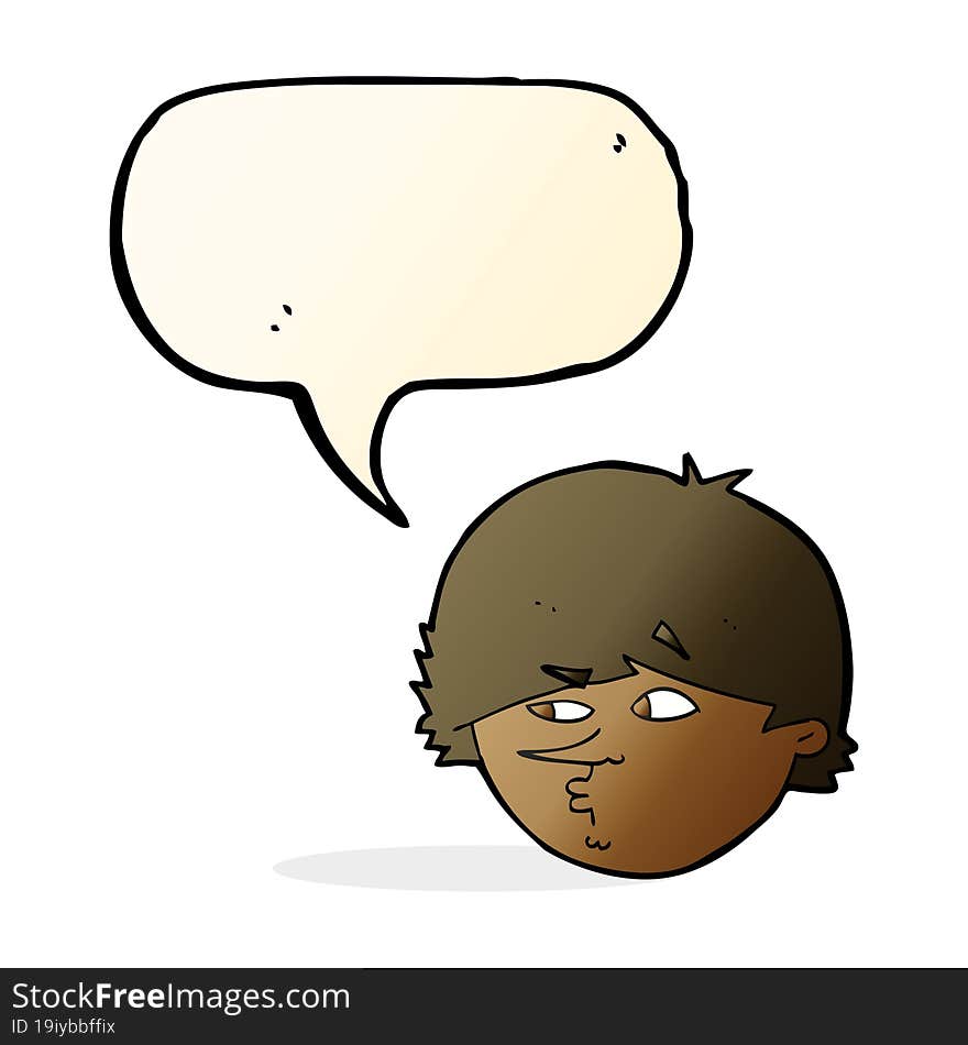 cartoon suspicious man with speech bubble