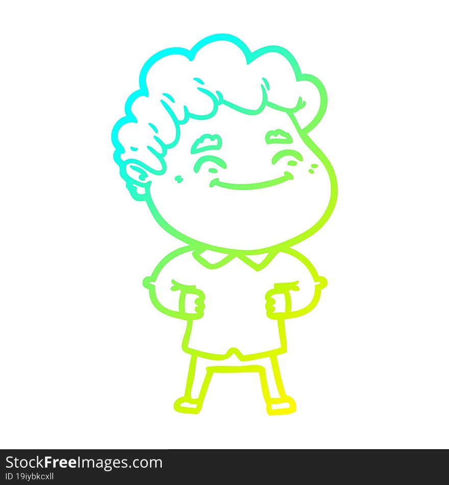 Cold Gradient Line Drawing Cartoon Friendly Man