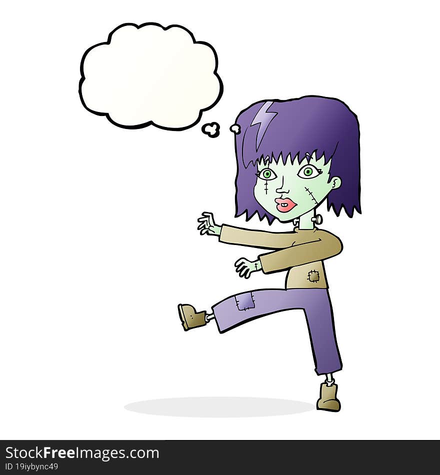 Cartoon Zombie Girl With Thought Bubble