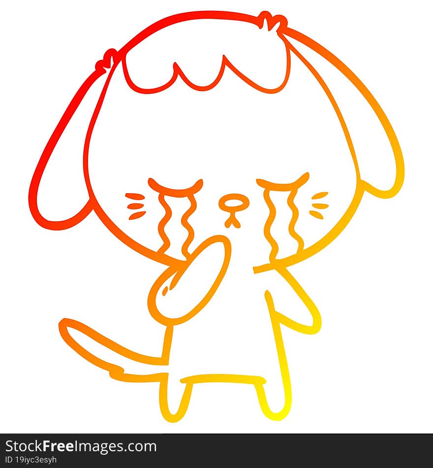 warm gradient line drawing cartoon crying dog