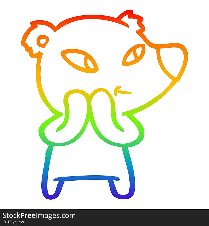 rainbow gradient line drawing cute cartoon bear