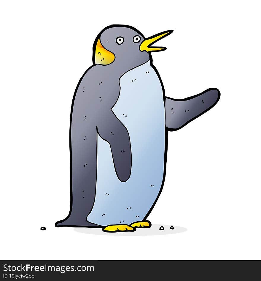 cartoon penguin waving