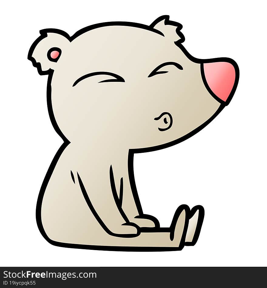 cartoon whistling bear sitting. cartoon whistling bear sitting