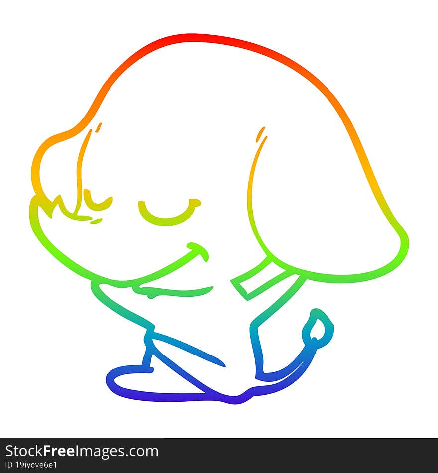 rainbow gradient line drawing cartoon smiling elephant