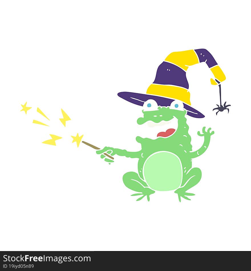 flat color illustration of a cartoon toad casting spell