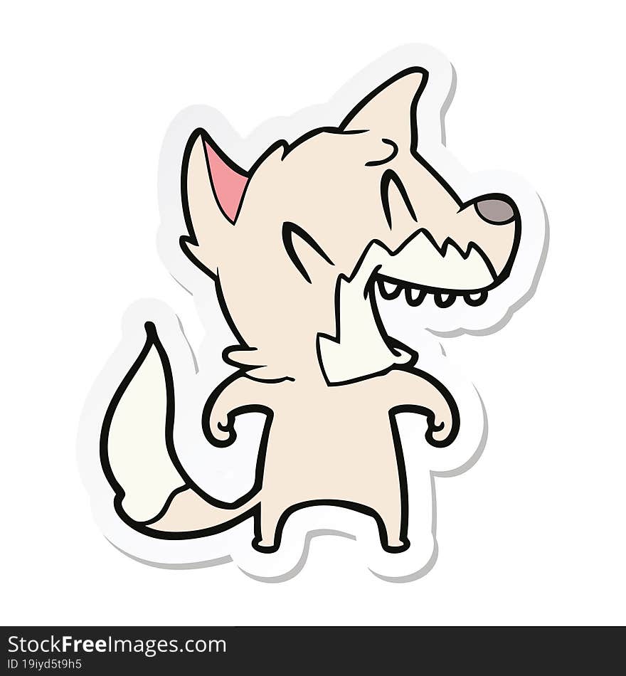 Sticker Of A Laughing Fox Cartoon