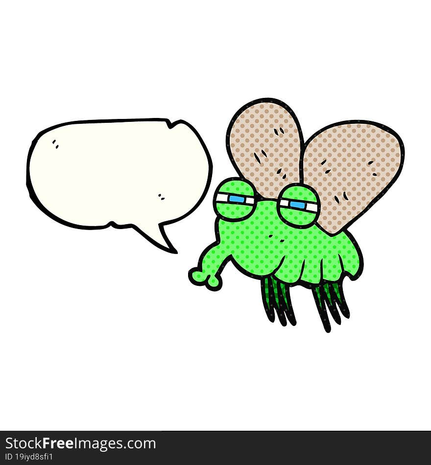 freehand drawn comic book speech bubble cartoon fly