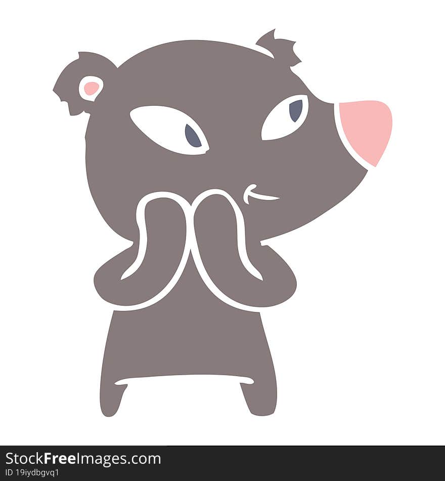 cute flat color style cartoon bear